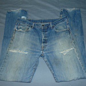 Levi Button Fly Distressed Jeans